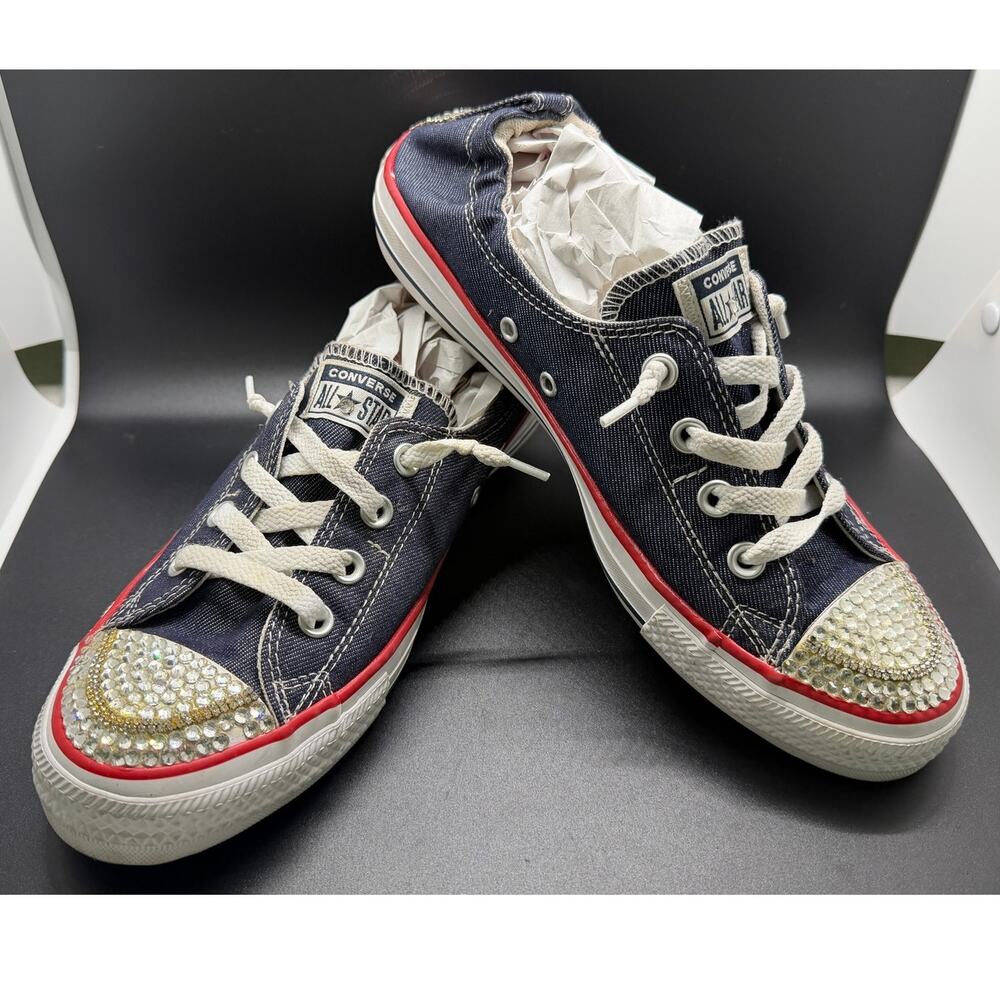 Custom Converse Chuck Taylor All Star Shoreline slip-on sneakers in navy Size 10 - Picture 3 of 7